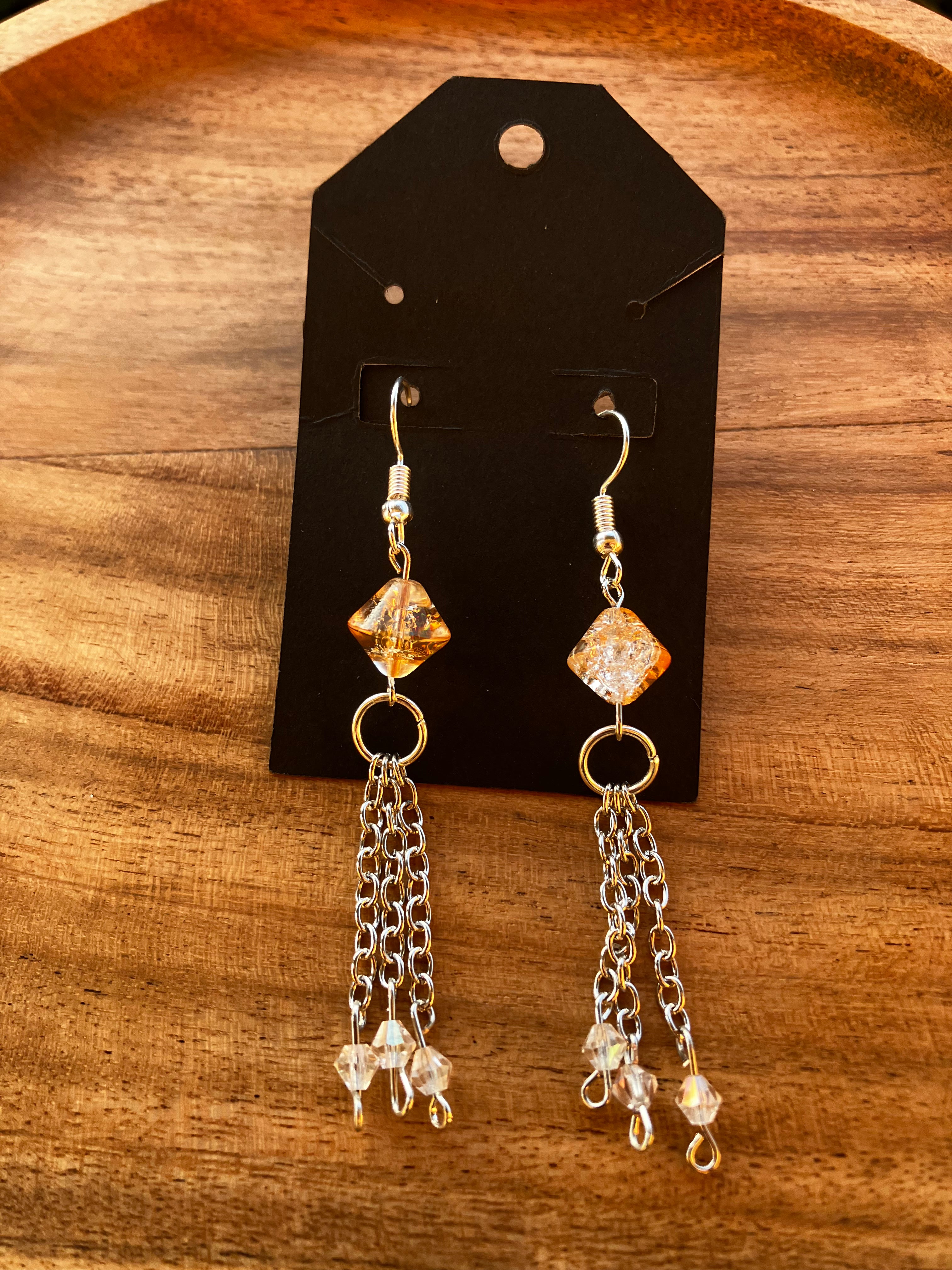 Orange Crystal Dangle Earrings