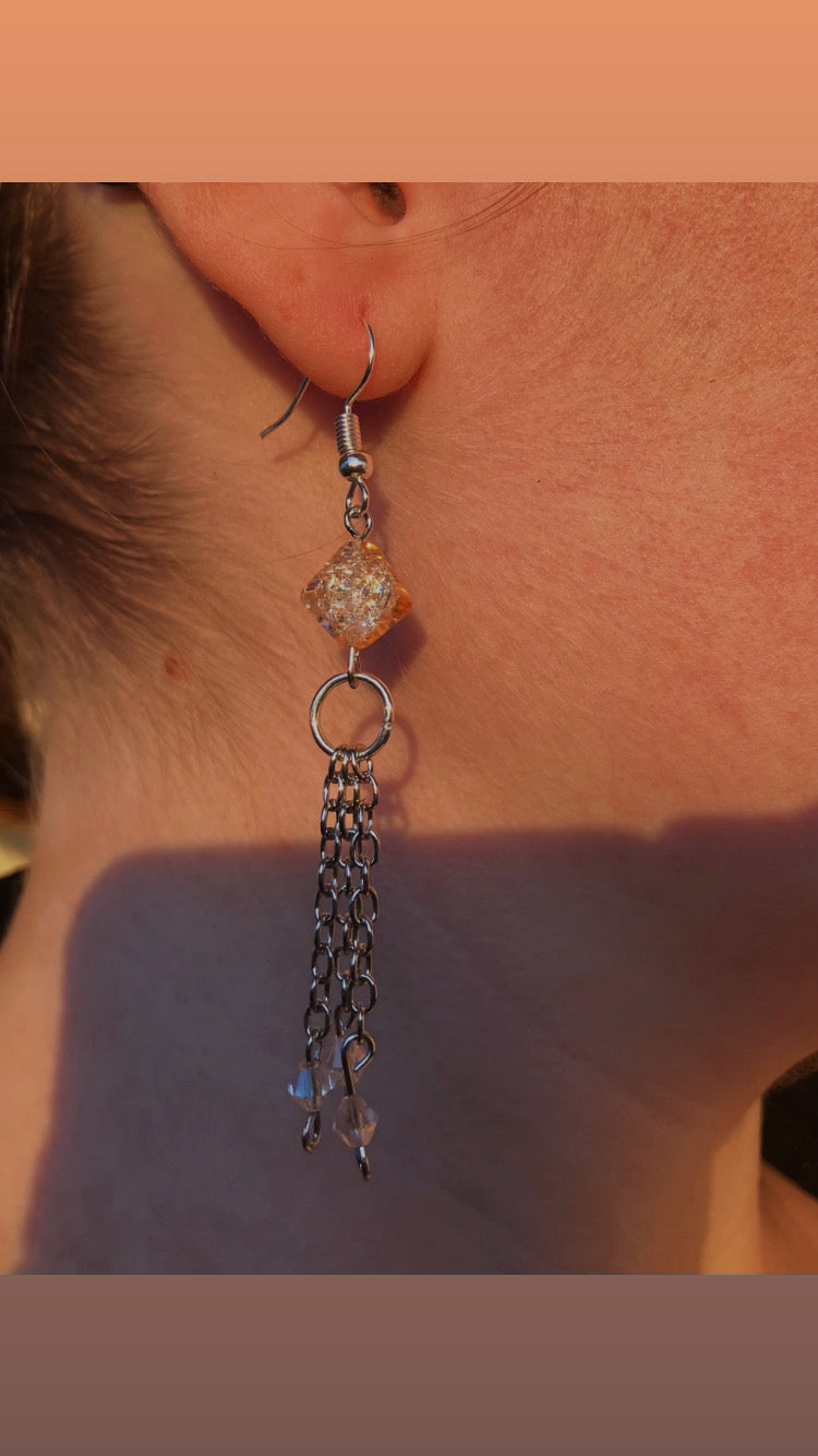 Orange Crystal Dangle Earrings