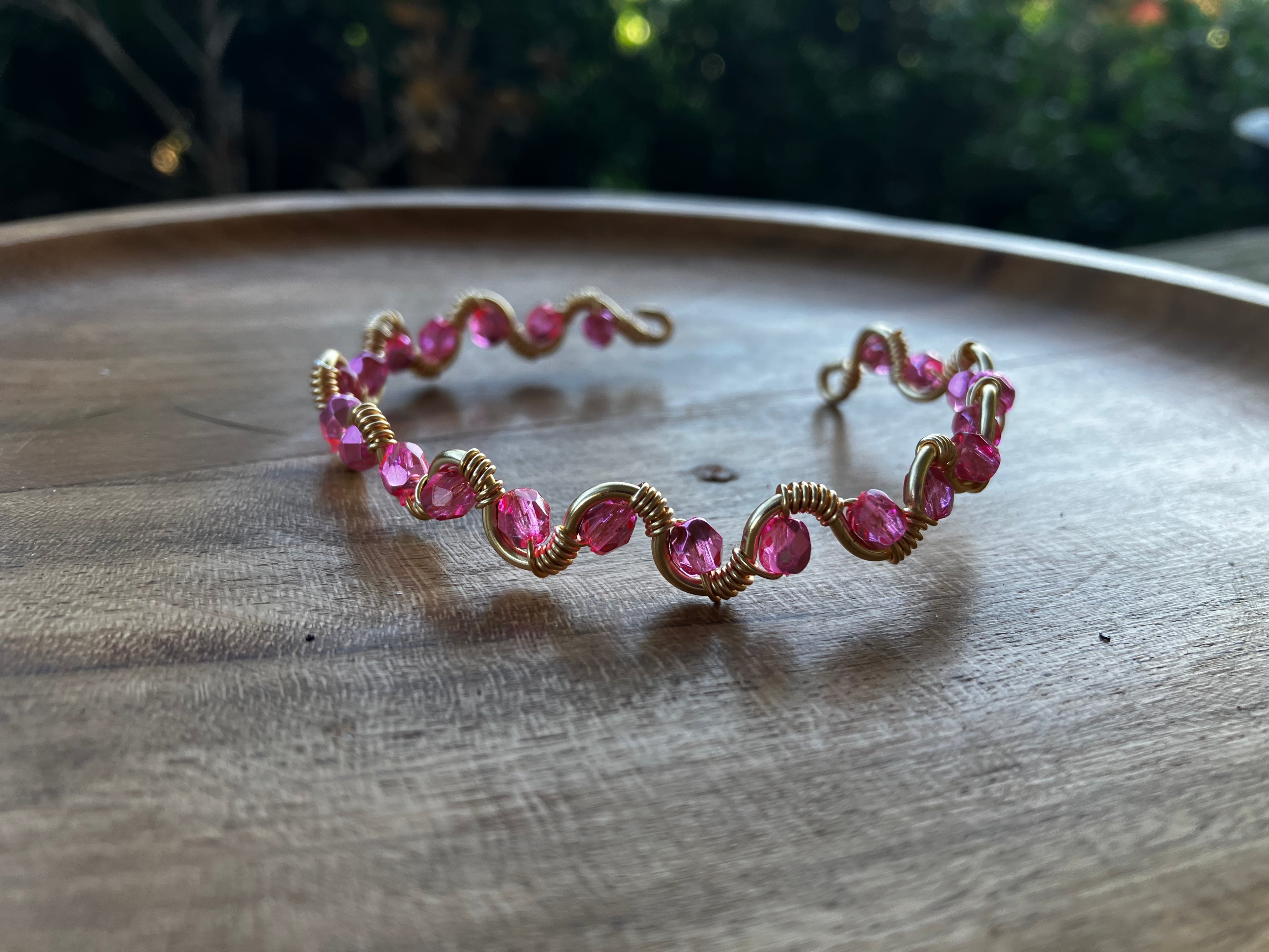 Pink Wire Wrap Cuff