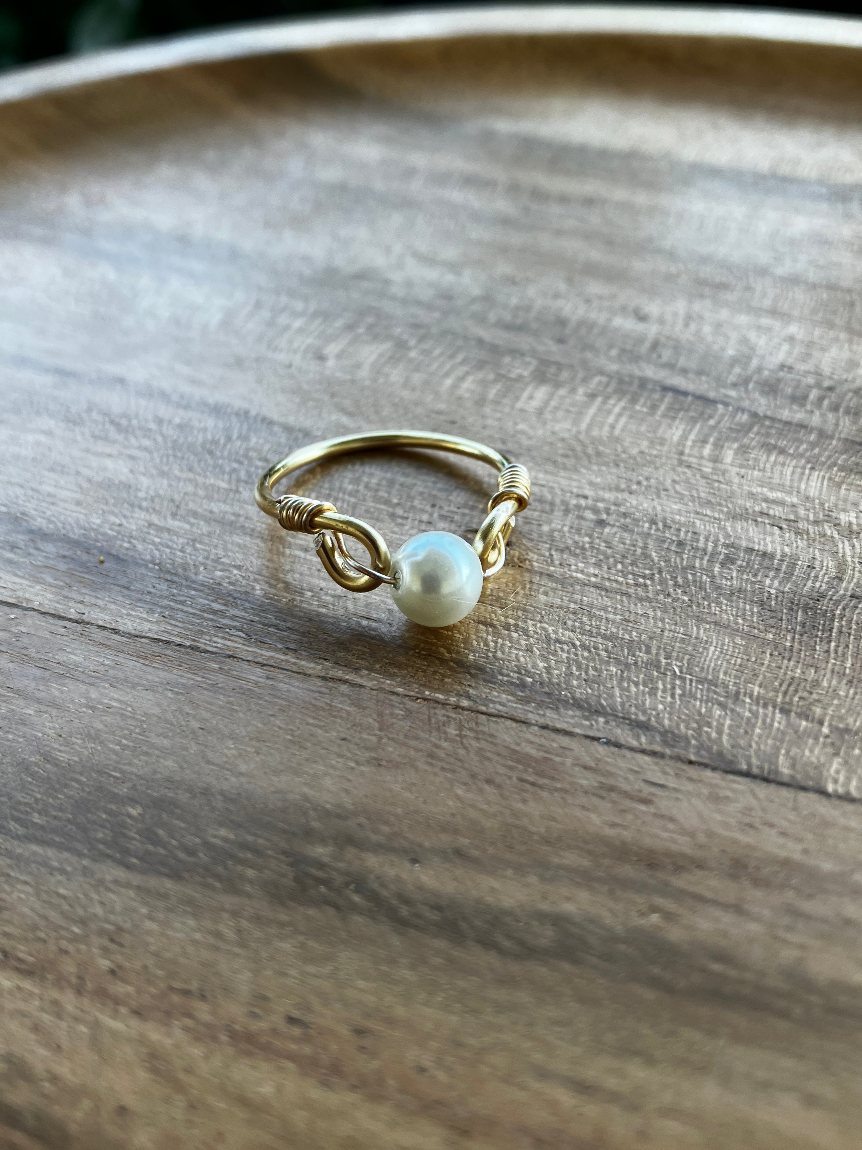 Pearl Wire Wrap Ring