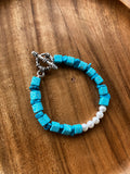 Blue And Pearl Marble Bracelet